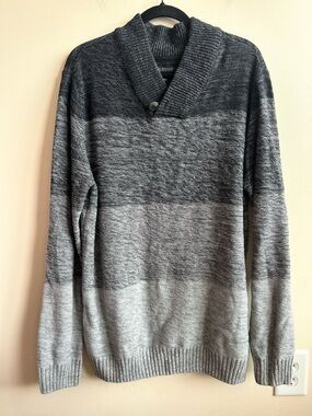 Trash Nouveau Mens Grey Striped Knit Sweater XL